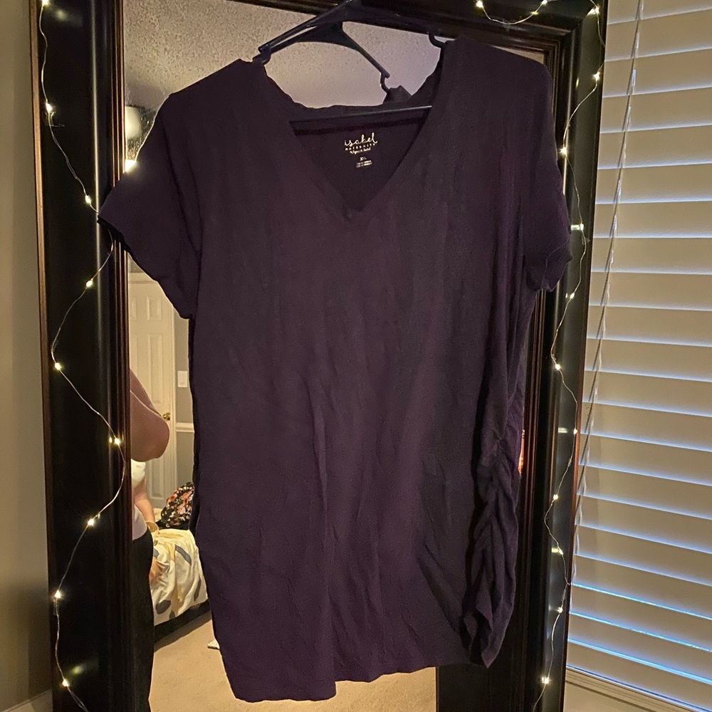 Purple V-Neck Maternity Tee